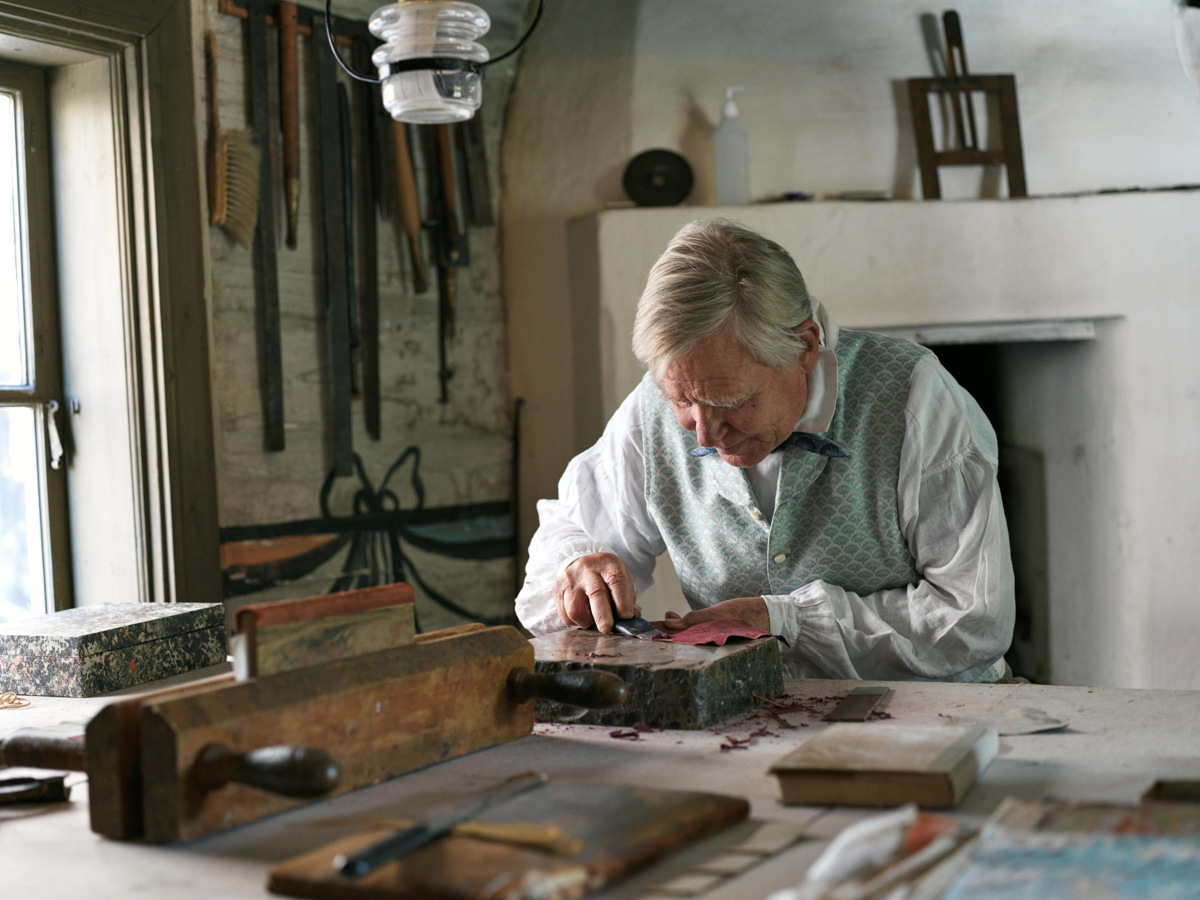 Bokbindare på Skansen Foto: Alex Hinchcliffe