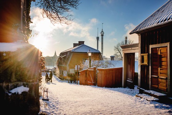 Winter in the town quarters at Skansen